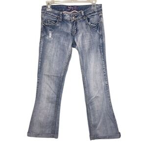 Rustic Denim Blue Jean Capris Jeans‎ White Wash